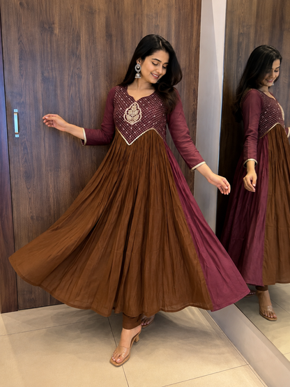 Royal Maroon Grace Anarkali Set (#73)