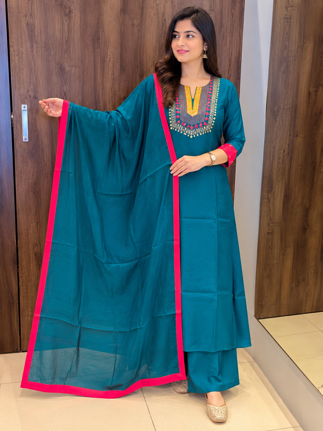 GREEN- RED ANARKALI SET (#157)