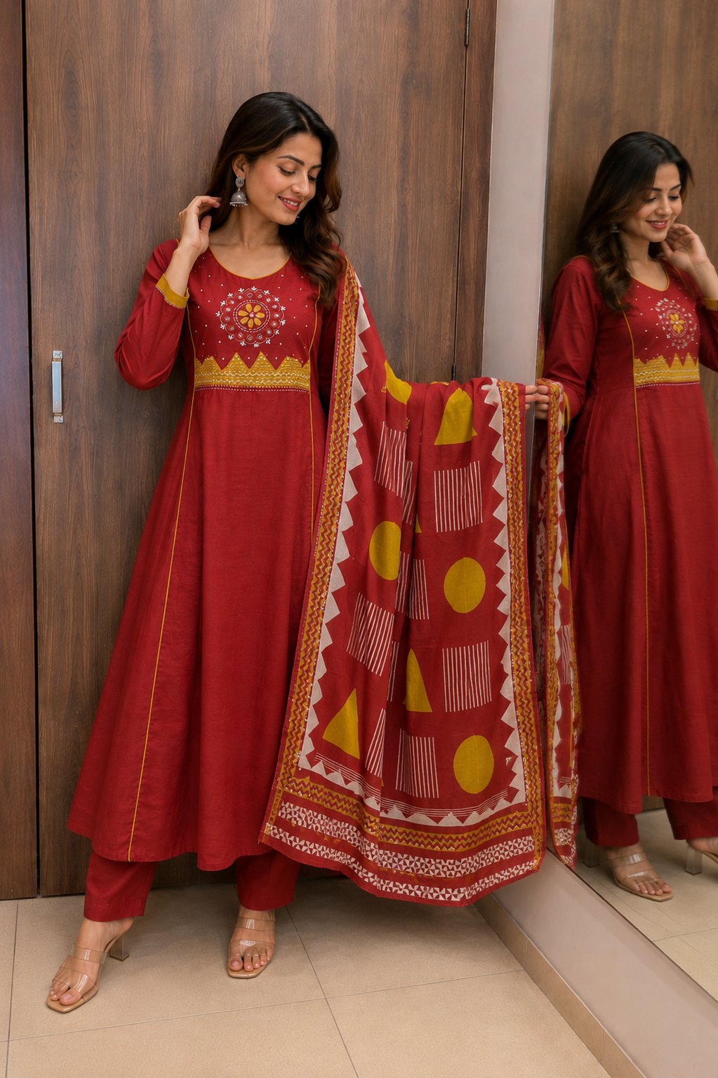 RUST GAMTHI DUPATTA SET (#96)