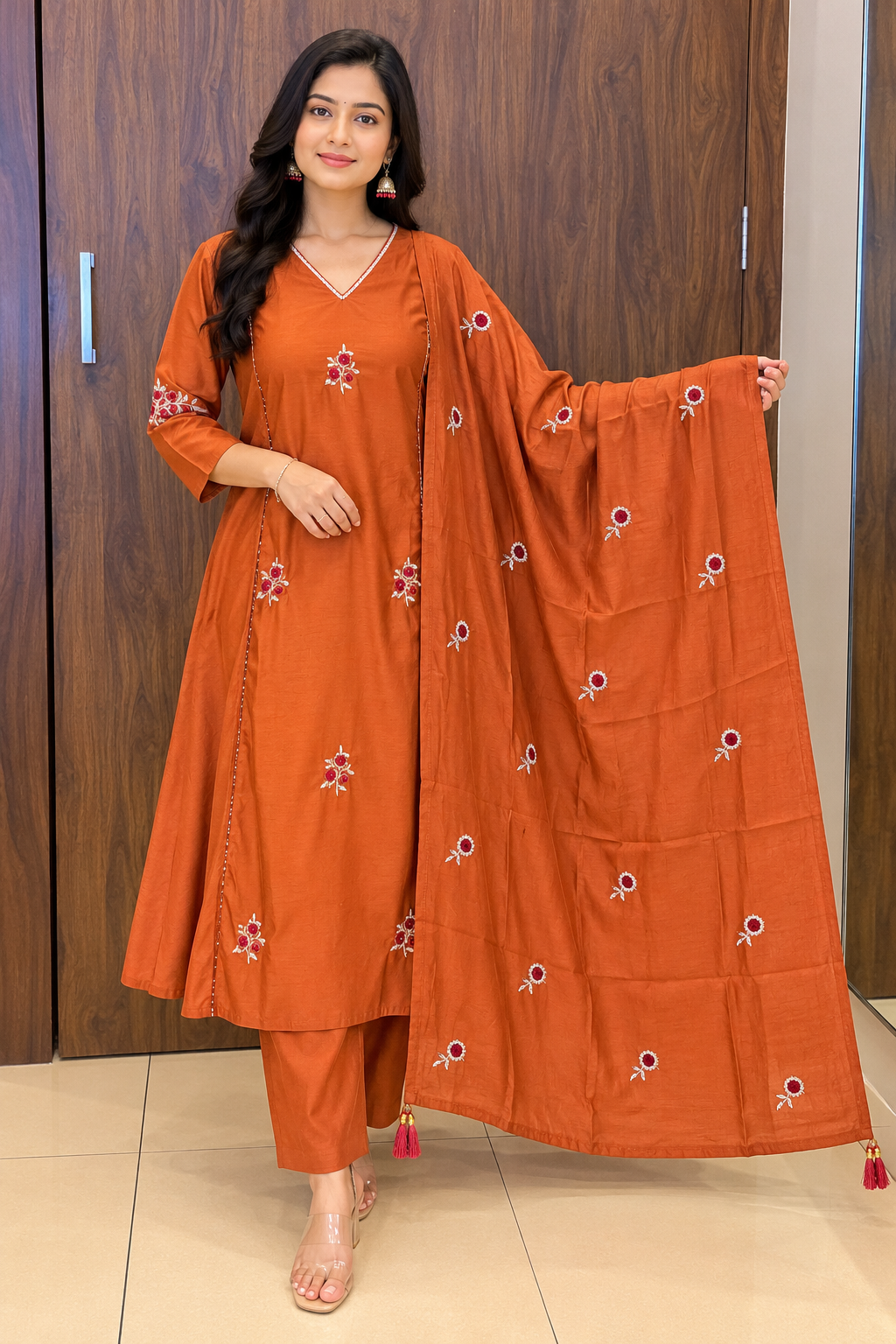 RUST BLOOM EMBROIDERED SET (#161)