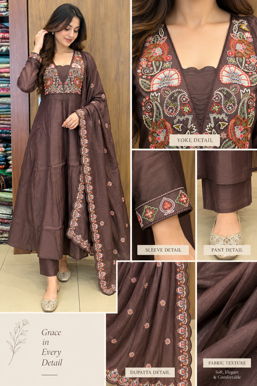 Cocoa Garden Anarkali Set (#111)