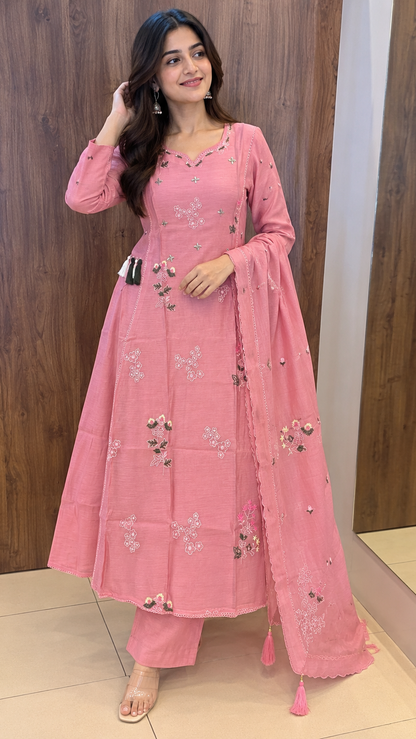 Pink Meadow Anarkali Set (#112)