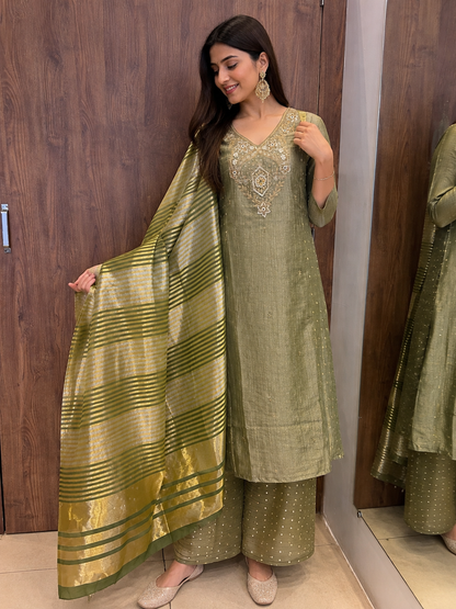 Olive Zari Grace Suit Set (#75)