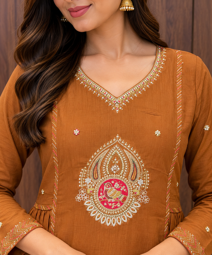 RUST BROWN ANARKALI SET (#151)