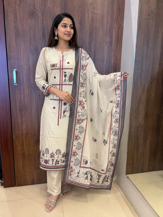 WARLI ART DUPATTA SET (#103)