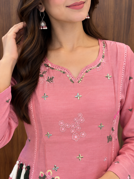 Pink Meadow Anarkali Set (#112)