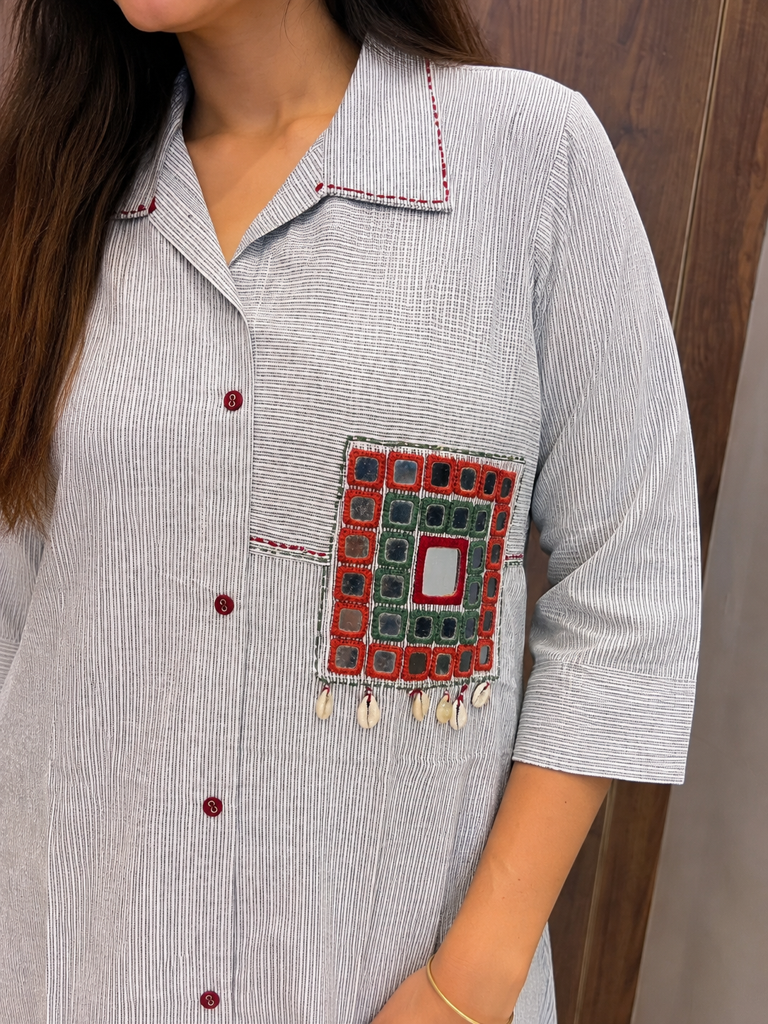 Mira Mirrorwork Striped Kurta Set (#108)