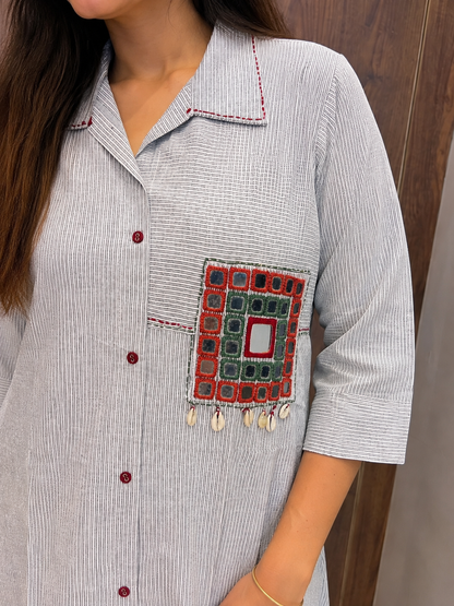 Mira Mirrorwork Striped Kurta Set (#108)