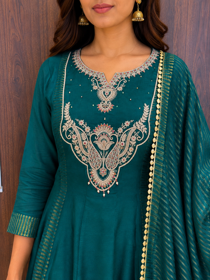 Teal Royale – Embroidered Anarkali Set (#99)