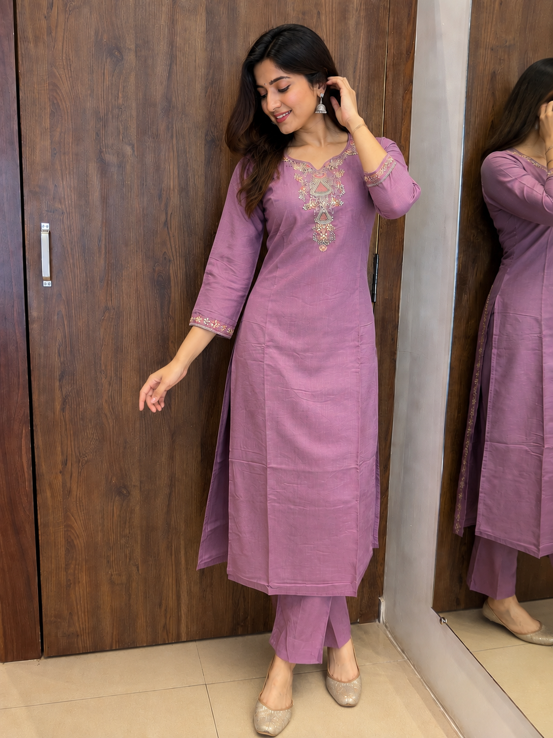 Rosé Mauve Embroidered Dupatta Set (#78)
