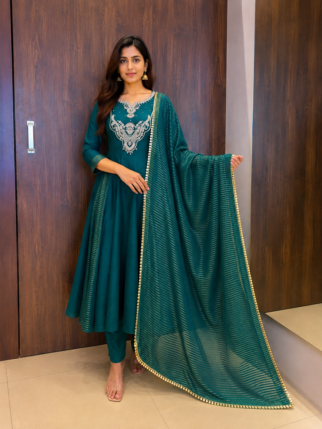 Teal Royale – Embroidered Anarkali Set (#99)