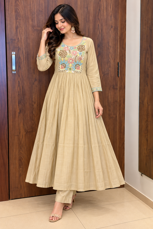 FLORAL EMBROIDERY ANARKALI SET (#152)