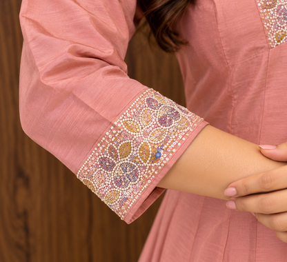 PINK PEACH EMBROIDERY SARARA SET (#142)